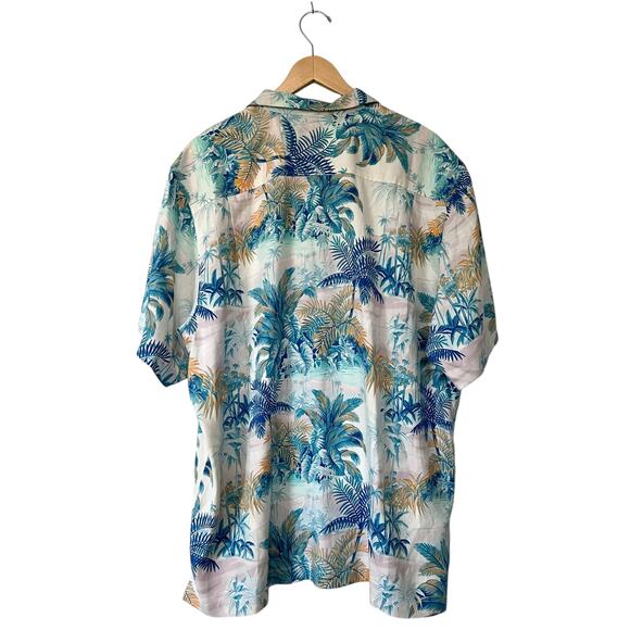 Tommy Bahama Blue Green Hawaiian Tropical Silk Rayon SS Button Up Shirt XL - Picture 4 of 7